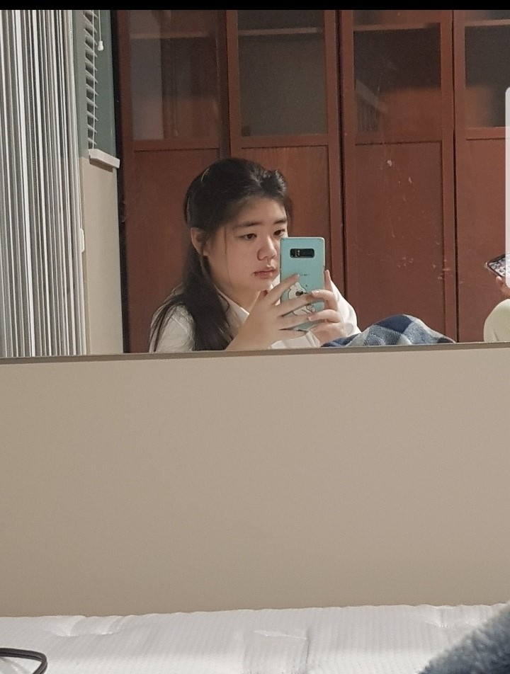 mirror selfie at home while practicing my oboe.